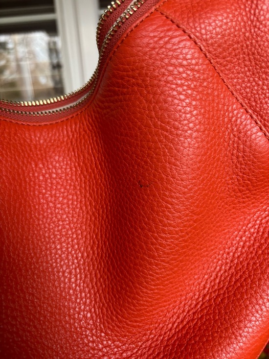 Cole Haan Orange Pebbled Leather Hobo Bag - Picture 3 of 8